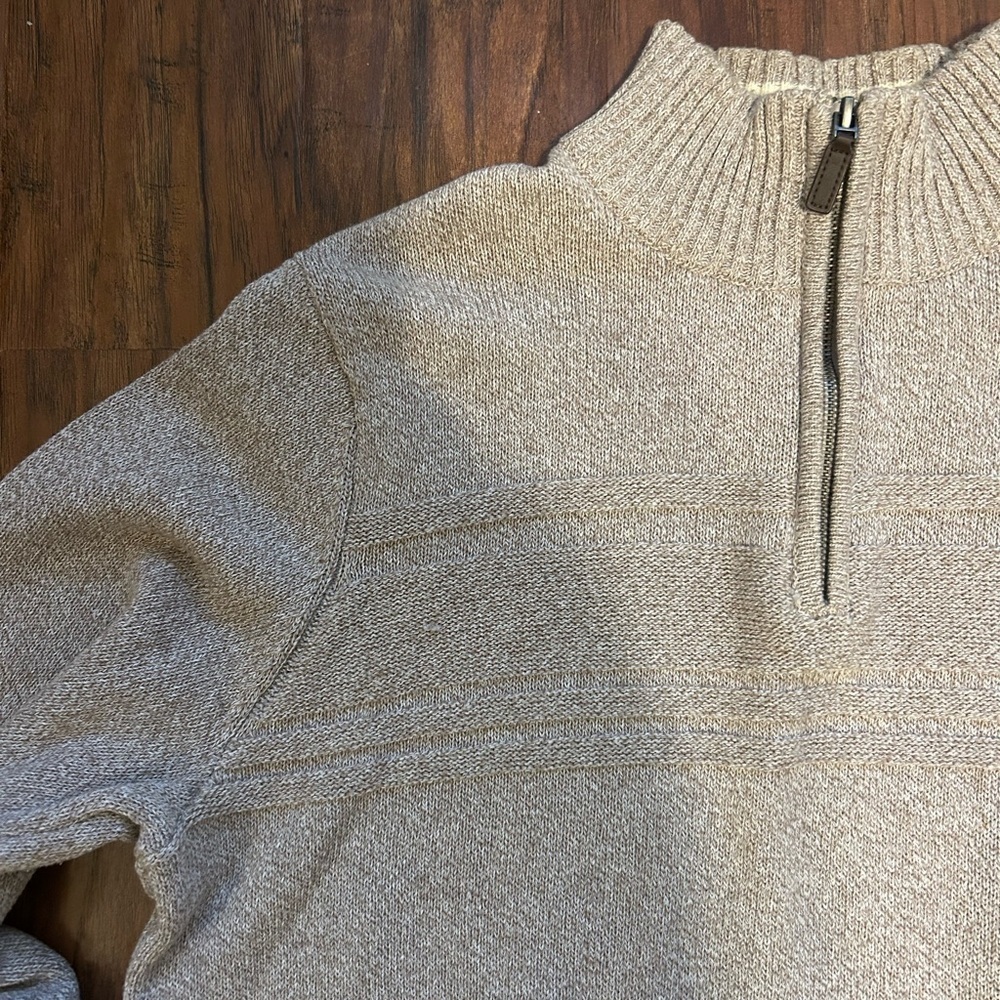 Dockers Tan Quarter Zip-Up Pullover Sweater Men’s Size Large Cotton - Picture 3 of 8